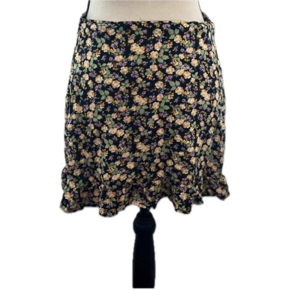SO Pink and Yellow Floral Mini Skirt